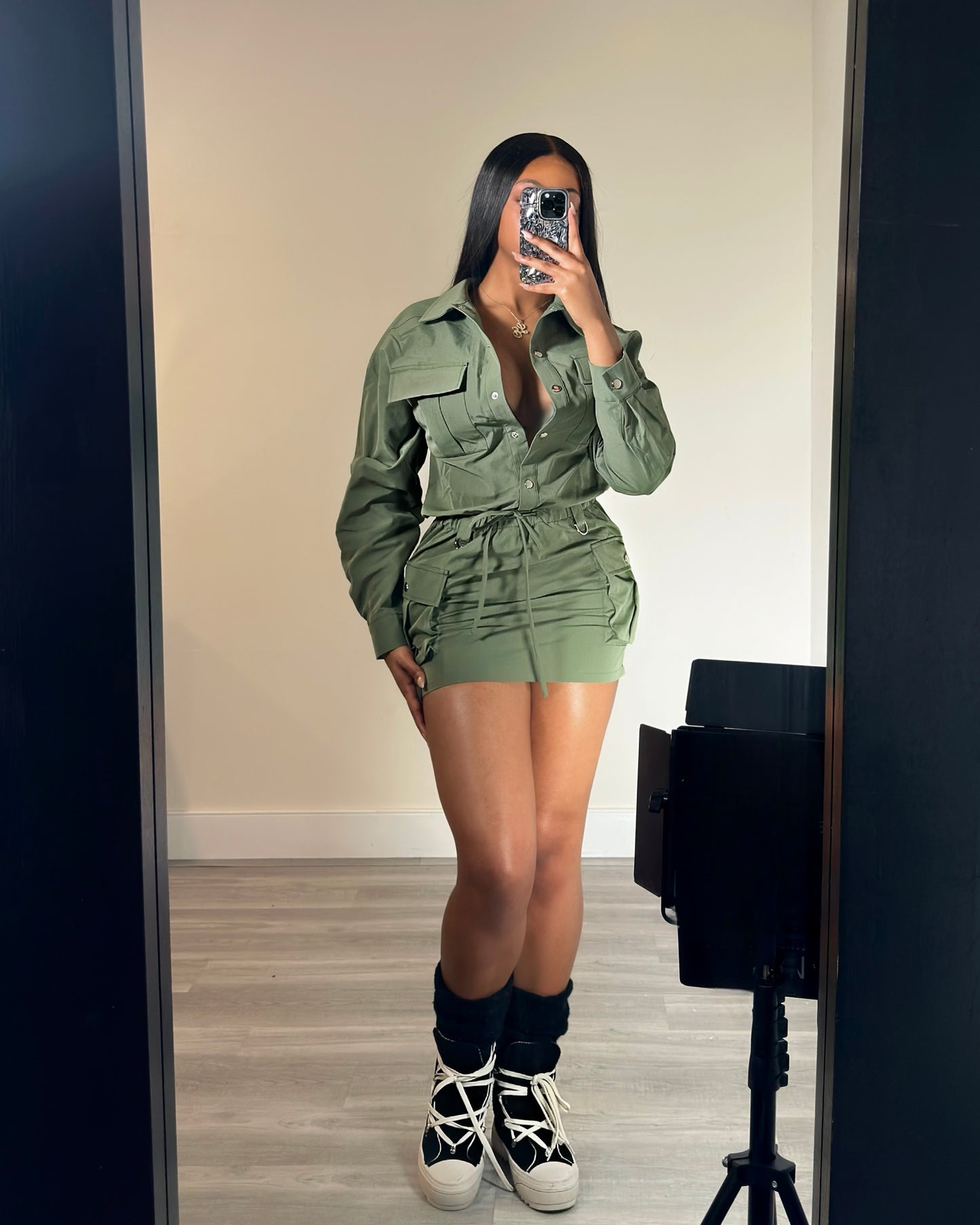 Pockets Full Cargo Mini Dress