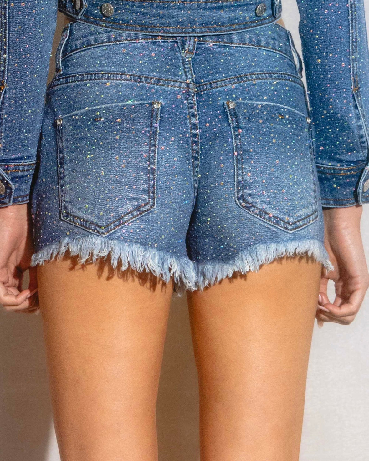 So Dramatic Rhinestone Denim Shorts