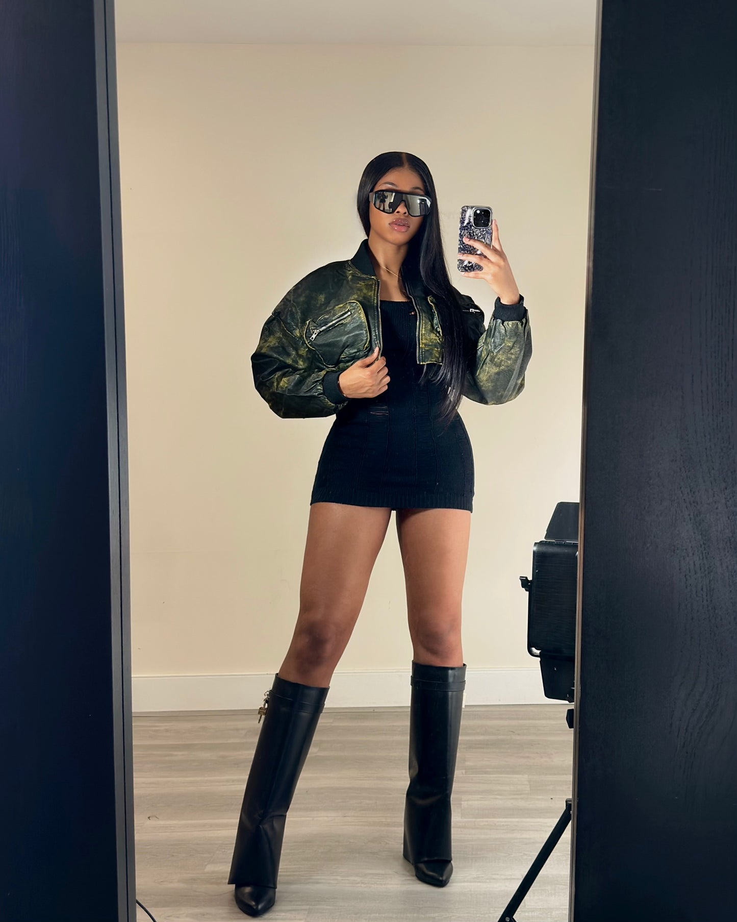 Faux Leather Cropped Jacket