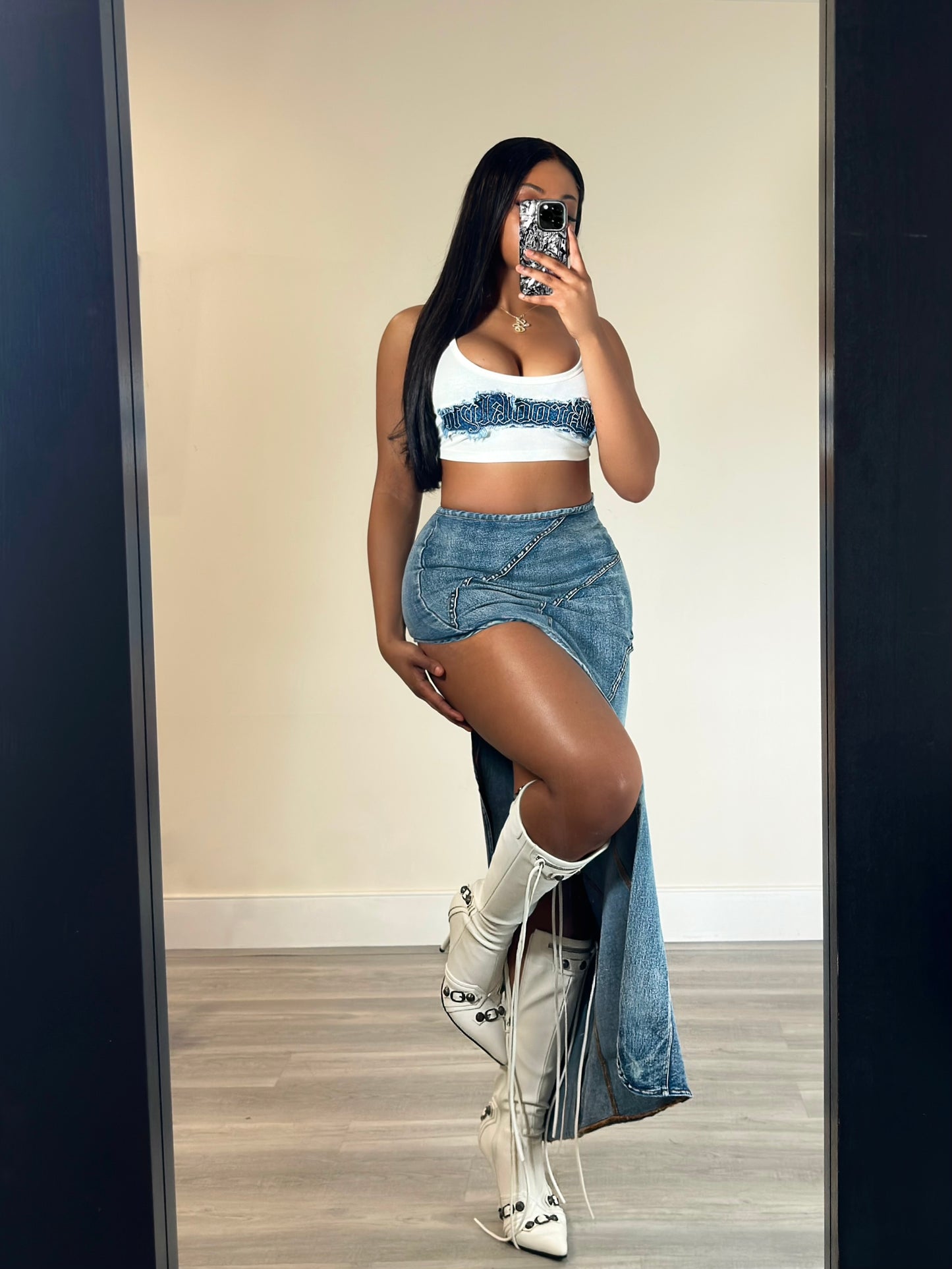 Envy Me Denim Maxi Skirt