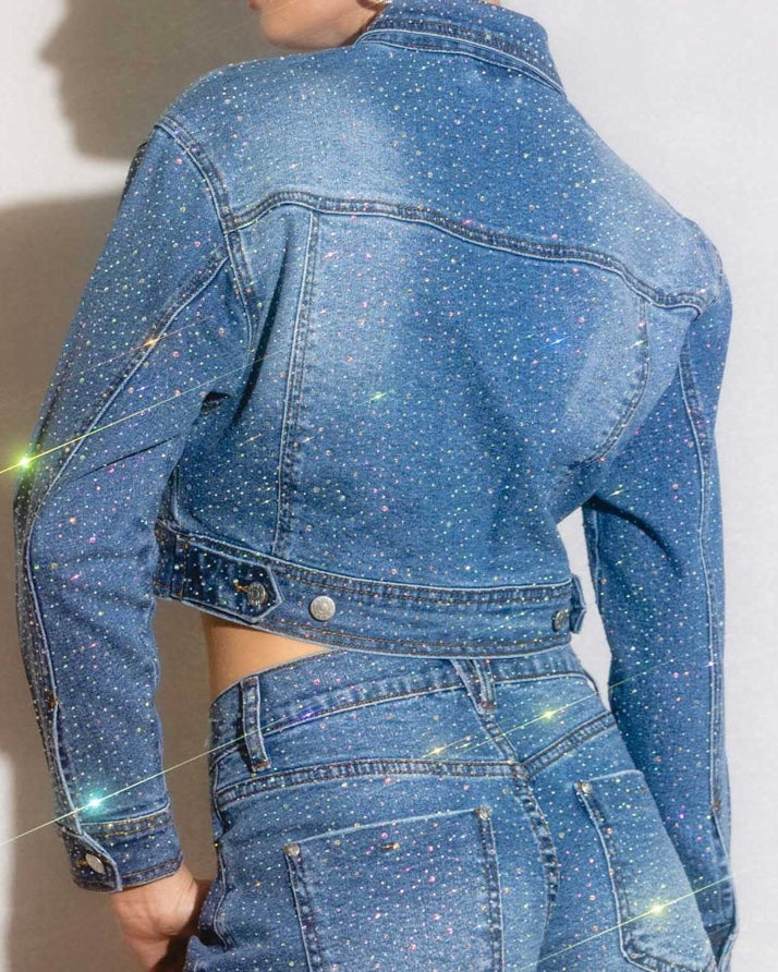 So Dramatic Rhinestone Denim Jacket