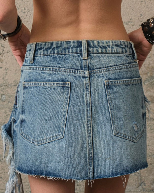 So Tempting Denim Mini Skirt