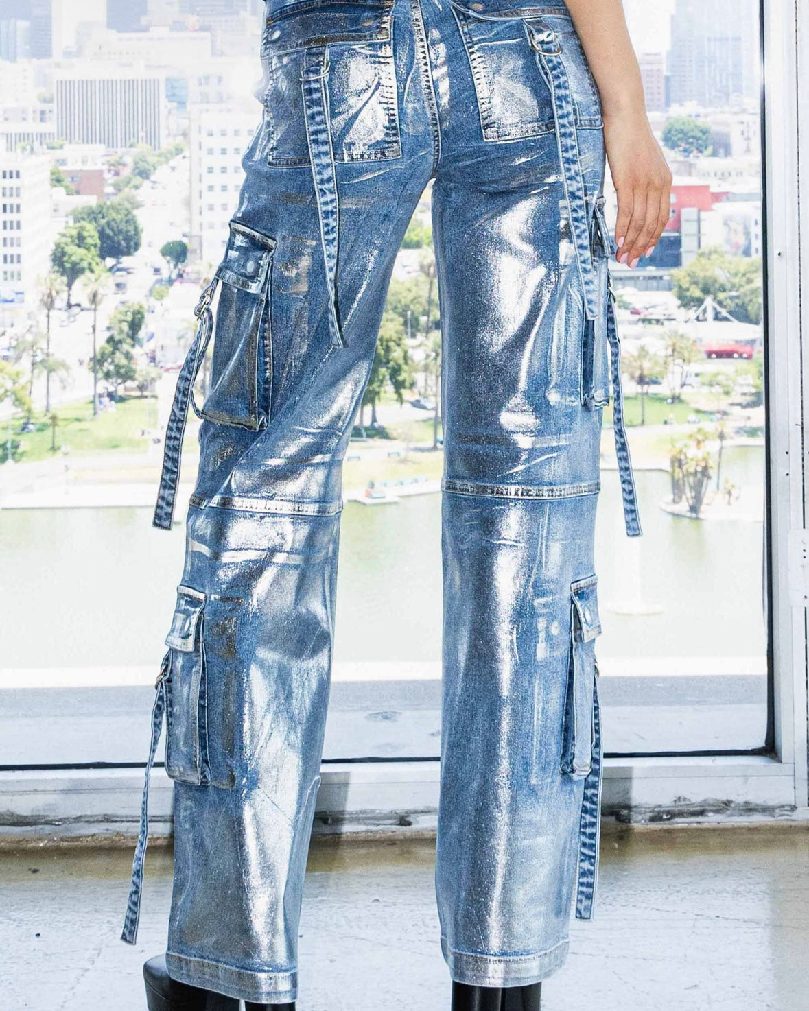 Metallic Cargos Pants