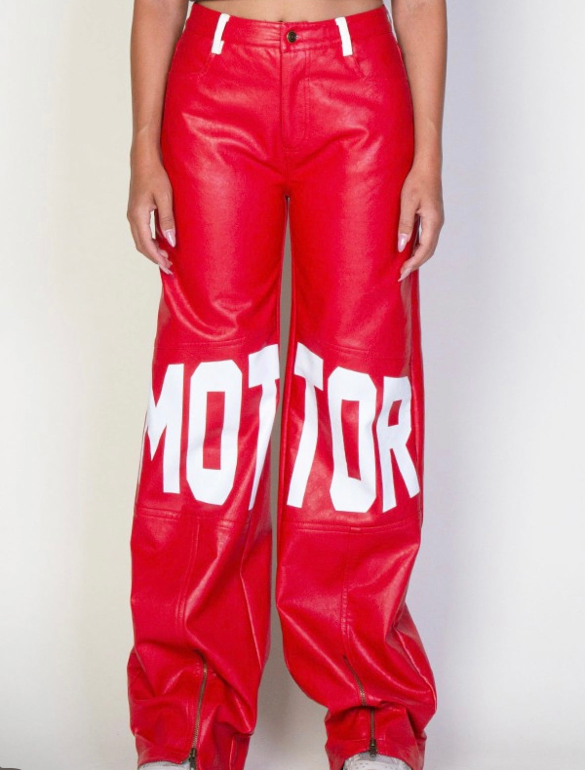 Motor Printed Leather Pants
