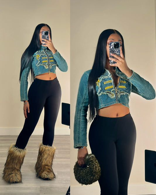 Wild Thoughts Denim Graphic Top